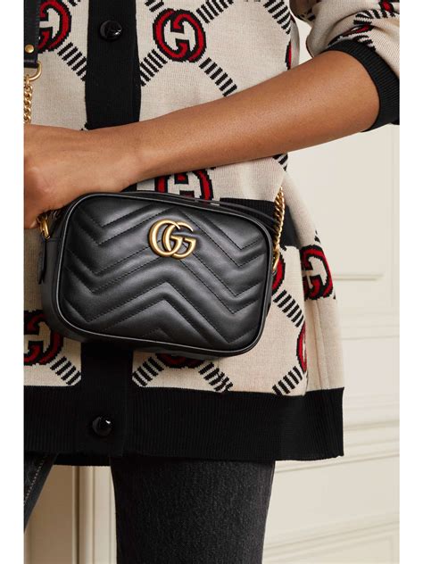 gucci gg marmont small quilted camera bag black|gucci marmont suede bag.